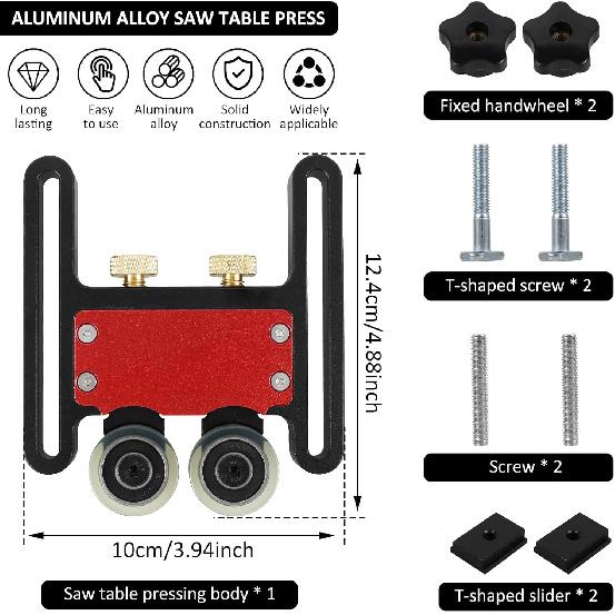 Подшипниковый ролик, устройство подачи настольной пилы, толкающий блок настольной пилы из алюминиевого сплава, прочный направляющий ролик настольной пилы, направляющий ролик кондуктора настольной пилы, перьевая накладка чёрный